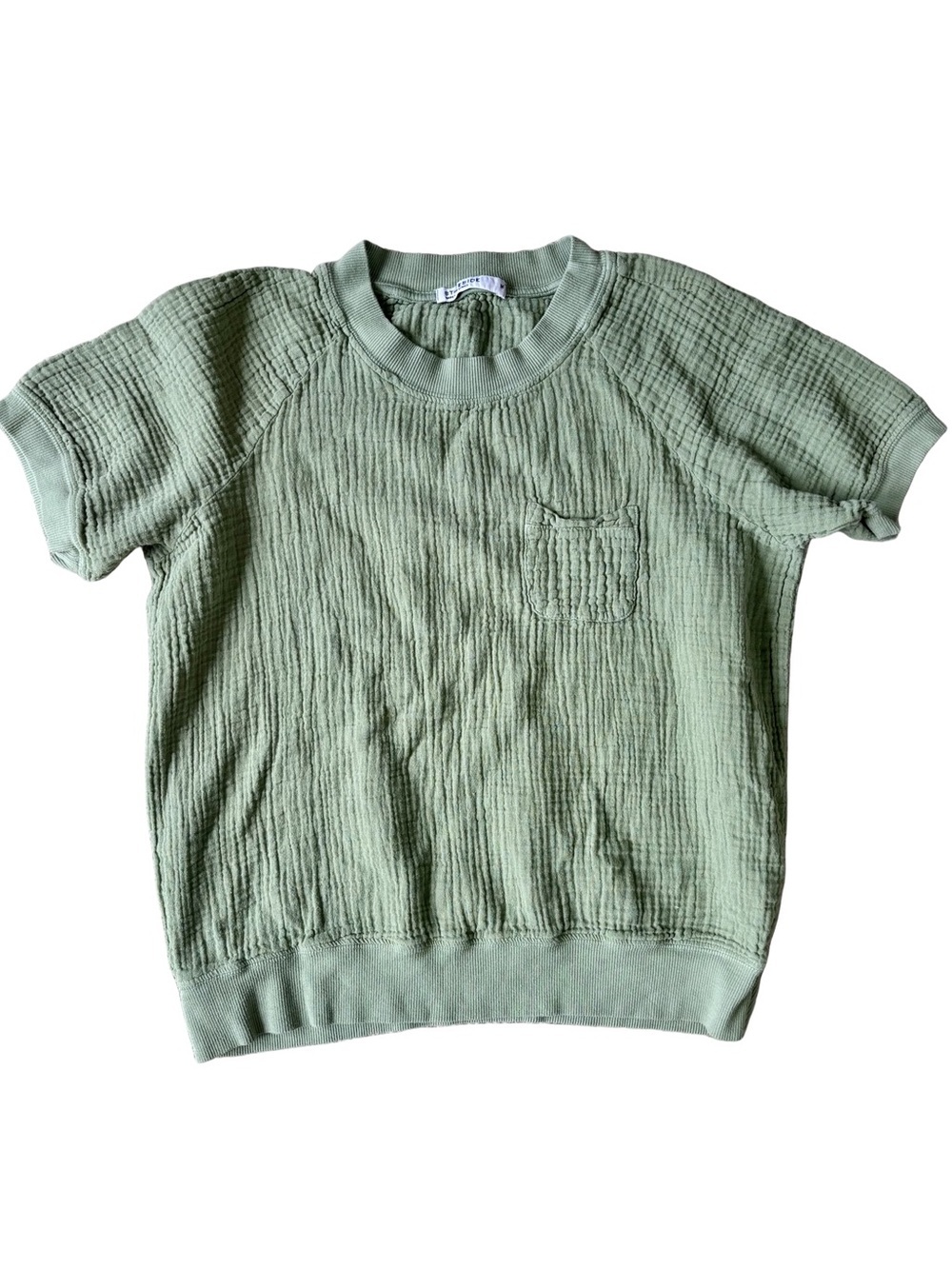 Stateside Cotton Gauze Sage Green Pocket Tee Size M